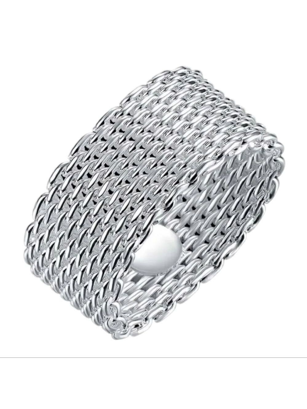 Elegant 925 Sterling Silver Mesh Ring